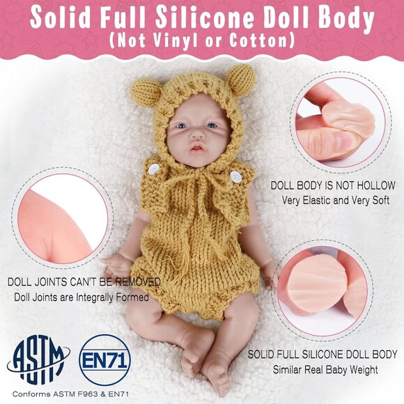 🆕17inch Full Platinum Silicone Baby Doll Reborn Eyes Open Lifelike Baby Boy - Picture 2 of 5